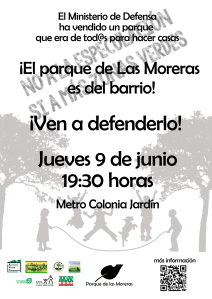 Convocatoria protesta parque de las Moreras